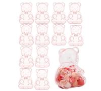 Genérico Tarro de Chuches con Tapa - 12 Unidades Frasco | Tarros Decorativos Transparentes en Forma de Oso - Para Galletas, Té, Chocolate, Cocina, Navidad, Fiesta de Boda