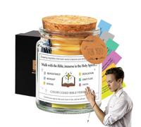 Genérico Tarro Tarjetas Cristianas - Vidrio 6.5x6.5x9cm | Inspiración Tarros de Notas Coloridas con versículos bíblicos, Mensajes devocionales para Hombres y Mujeres | Oración, Fe, Regalo Festivo