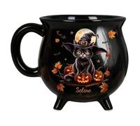 Genérico Tasse À Café Halloween - Tasse Céramique Lait Chat Sorcière Style Chaudron, Cadeau Et Décoratif | Mug Fantaisie, Accessoire Cuisine Maison Bureau Fête Dîner Famille
