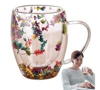 Genérico Tasses à Verre Isothermes - Double Paroi Résistantes à la Chaleur | 350 ml à Thé, Cappuccino et avec Poignée | Créatives, Verre Transparent, Boissons Chaudes, Café, Thé, Cuisine