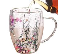 Genérico Tasses à Verre Isothermes - Double Paroi Résistantes à la Chaleur | 350 ml à Thé, Cappuccino et avec Poignée | Créatives, Verre Transparent, Boissons Chaudes, Café, Thé, Cuisine