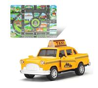Genérico Taxi Jaune Diecast 1:36 Avec Tapis de Jeu Ville - Jouet Éducatif pour Enfants, Véhicule Interactif, Idéal pour Garçons et Filles