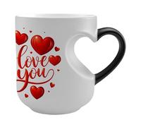 Genérico Taza Cambiante de Color 325 ml Corazón de Cerámica | Taza Sensorial para Café Té Leche Jugo Agua Bebida Hogar Escuela Oficina Restaurante Camping Exterior