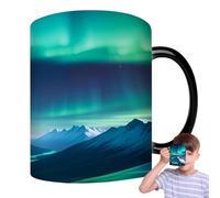 Genérico Taza Cambiante de Color | 350ml Taza Boreal Cambio Térmico | Tazas Cerámicas Hogar Cocina Bebidas | Cumpleaños Compañeros Mejor Amigo Familia Halloween Navidad Cafetería