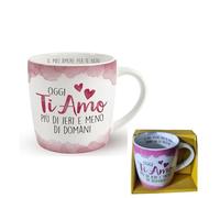 Generico Taza cerámica romántica Ti Amo con frase de amor, rosa con corazones, 330 ml, regalo para San Valentín, aniversario