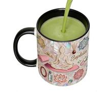 Genérico Taza con Estampado Yoga - 330 ml taza de yoga de cerámica e,Tazón de café estético - para Clima Frío, Picnic, Senderismo, Acampada en Casa, Cerveza, Whisky