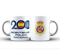 Genérico Taza de 200 aniversario o centenario Policía Nacional con escudo. Para desayuno, café o infusión. Se puede fregar y meter al microondas. De cerámica. Aguanta calor y frío