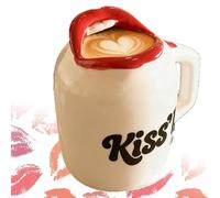genérico Taza de beso de labios de cerámica, no es tu promedio, taza de beso con diseño de labios rojos 3D de 12 oz, tazas de café divertidas y novedosas para mujeres y hombres (1pc)