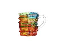 Generico Taza de café con libro pintado creativo en 3D para amantes del cristal, decoración creativa de mesa, recipiente decorativo hecho a mano para profesores, literatura artística