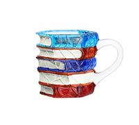 Generico Taza de café con libro pintado creativo en 3D para amantes del cristal, decoración creativa de mesa, recipiente decorativo hecho a mano para profesores, literatura artística