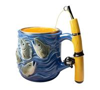 Generico Taza de café de 100 ml, diseño caña y carrete de resina, contenedor Sogno del Pescador para hombres, papá, marido, abuelo | cumpleaños, vacaciones, jubilación a los amantes y amantes