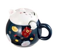 Genérico Taza De Café De Cerámica - Diseño De Gato Con Tapa Para Bebidas Divertidas,Taza Para Café | Para Té Cacao Latte Vino Cerveza Leche Cocina Cafetería Restaurante Cumpleaños Navidad