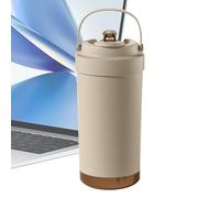 Genérico Taza De Café De Cerámica To Go 500 ml - Taza De Viaje Térmica Con Asa Pajita | de café - Enfriamiento por calor a prueba de fugas - 7,5x7,5x19 cm, portátil para desplazarse Deportes