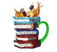 Genérico Taza De Café De Libro,Taza De Libros Apilados Con Efecto | Soporte Para Bebidas Calientes O Frías Artículos De Lectura Coloridos Para Lectores Escritores Y Amantes De La Literatura