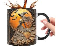Genérico Taza de café de : taza de café con leche de cerámica de 350 ml, diseño de gato brujo gótico, ta decorativa para té y, bebida espeluznante de Halloween | para amigos Reunión familiar en cas