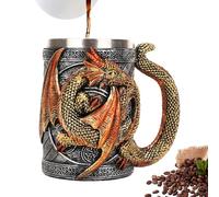 Genérico Taza De Café Dragón - Taza 3D Para Cerveza Y Café Con Diseño De Dragón - De Acero Inoxidable Para Amantes Del, Diseño Gótico Para Temáticas Y Decoración, Coleccionismo Y Reuniones Con