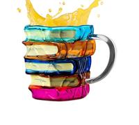 Genérico Taza De Café Estética | 350ml Vidrio de Colores con Forma de Libro para Decoración del Hogar - Tazas de Café para Camping - Para Hogar Fiesta Picnic Camping Senderismo Cerveza Té Whisky