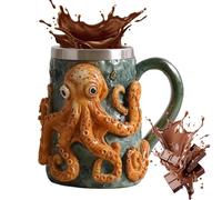 Genérico Taza de café, taza multifuncional con diseño de pulpo de 160 ml, linda de de pulpo para caliente, frío, leche, agua helada, café con leche, té, cerveza, madre, papá, esposa, amiga, hog