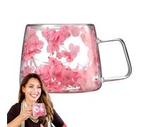 Genérico Taza De Café Transparente Con Flores - Vaso Vidrio Doble Pared 200ml, Protección Contra Calor, Diseño Con Flores Secas, Taza De Té, Latte, Tazas Creativa Para Café, Té, Jugos