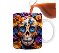 Genérico Taza de Calavera Pintada con Flores | de té de cerámica novedosa con Efecto | Taza de té de cerámica novedosa y Viva, Vaso con Regalo de Flores para cumpleaños, Navidad, Pascua