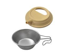 Generico Taza de camping para café con tapa | Acero inoxidable Campings Mugs | Stainless Steel Tea Pot With Silicone Lid Foldable Handle For Coffee Hot Cold Tea Drink Cooking Travel Outdoor