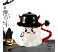 Generico Taza de cerámica de Halloween Ghost - Funny Spooky Mugg | Black Mugg With Ghost Print, Funny Drinking Mug For Autumn, Spooky Breakfast Cup Gift Idea For Halloween Fans And Decoration Lovers