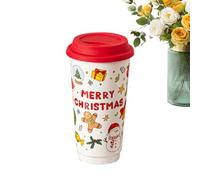 Generico Taza de cerámica navideña de 580 ml con tapa | Regalo para café, oficina o hogar de 7 pulgadas, bonito y práctico para cumpleaños, vacaciones, regalo para mujeres, hombres y familia