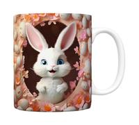 Genérico Taza De Cerámica Navideña - De Pascua De 350 Ml, Estampado Colorido De Huevos De Conejito, Mango Cómodo, Taza Divertida Para Beber | De Té Y Café Para Celebración De Primavera, Vajilla De Re
