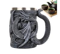 Genérico Taza De Cerveza De Dragón,Taza Medieval 3D De Dragón Para Cerveza | Jarra De Acero Inoxidable Para Bebidas, 568ml Fiestas Y Amantes Del Dragón, A Un Universo Místico. Sus Alas Detallad
