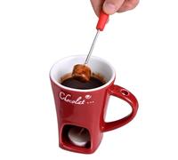 Genérico Taza de Chocolate para Fondue,Olla para Derretir con Tenedor | Kit De Taza para Fondue Portátil,para Mariscos Aperitivos Postres Salsas Dulces Pan Noches De Cita Cumpleaños Bodas Fiestas
