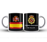 Genérico Taza de Cuerpo Nacional de Policía con bandera y escudo. Para desayuno, café o infusión. Se puede fregar y meter al microondas. De cerámica. Aguanta calor y frío