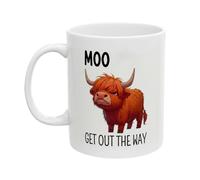 Genérico Taza De De High Land, Moo Get Out The Way, 11 Onzas, Taza De Café De, Táza De Té De Cerámica, Apta Para Microondas, Resistente Al Calor, Para Mujeres, Niñas, Niños Y Adultos Para Cumpleaños,