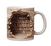 Genérico Taza De Estantería 3D, Taza De Estantería De Biblioteca Con Efecto Visual 3D, Duradera Y Resistente Adecuada For Decoración Del Hogar Y Adornos De Escritorio(Brown)