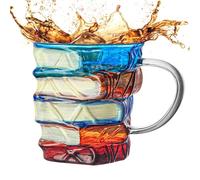 Genérico Taza De Libro Pintada En 3D: Taza De Café Con Pila De Libros Única, Taz De Café Literaria Novedosa Para Amantes De Los Libros, Maestros, Té Y Bebidas Calientes, Regalo Para Lectores