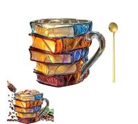 Genérico Taza De Libro Pintado, 11 Oz Taza De Café Con Libros Pintados En 3D, Vajilla Estética De Resina Para Colección De Estudio, Regalo De Colección Para Amantes De La Literatura