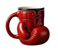 Genérico Taza de resina con guante de boxeo, novedosa taza de café 3D con asa para niños, tazas de café de boxeo rojas hecha a mano creativa para fanáticos del atletismo, regalo del día padre