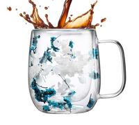 Genérico Taza de té de de flores secas, taza de café,taza de vidrio con diseño de flores secas para café - Taza de seca resistente al calor de la de la flor del arte doble de la pared para el té, caf