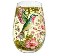 Genérico Taza De Té - Vaso De Agua Con Capacidad De 300 Mililitros Con Un Diseño De Pájaros Y Flores,Taza De Vidrio Transparente Para Café,para Hogar Cafetería Cumpleaños Boda Bar Cocina