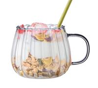 Genérico Taza de Vidrio Calabaza - Vaso Transparente 400ml con Asa | Vasos de deRayas Coloridas | Tazade Café Té Multifuncional para Leche Té Refresco Agua Lechede Soja, Vajilla deServir Duradero