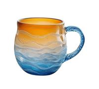 Genérico Taza del Atardecer De Vidrio De Mar, Taza De Agua De Resina con Mango Mar Al Atardecer, Mug De Té del Tema De La Playa Azul, Cup De Olas Oceánicas, Botella Interior Colorida, Bebida Café