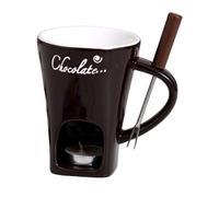 Genérico Taza Fondue Chocolate - Cerámica 200ml | Vaso para Derretir Chocolate | Taza Fondue con Tenedor | Set Ollas Calienta Mantequilla Y Queso | con Vela para Chocolates Y Fondues