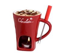 Genérico Taza Fondue Chocolate | Copa fusión Chocolate | Chocolates Melting Ceramic Pot con Fork & Talight | Caca Fondue Queso Creativo Copa más cálida para casa