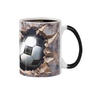 Genérico Taza Fútbol Cambiante - Taźa 3D Personalizada, Tazas De Cerámica Para Chocolate Y Café Que Cambia Color | Taźa Agrietada Para Bebidas Calientes.