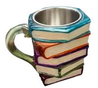 Genérico Taza Libro Pintada,Vaso De Leche 3D Para Lectura - Taza Libros Apilados, Vaso Para Café, Cerveza Y Bebidas