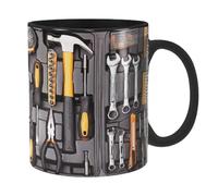 Generico Taza negra para mecánico, taza con juego de herramientas para mecánico, taza de café divertida de gran capacidad para whisky, cerveza, , sopa, agua