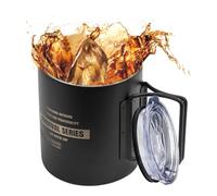 Genérico Taza para acampar de acero inoxidable,Taza para acampar de acero inoxidable | de leche con asa plegable y tapa | portátil de 320 ml para picnic, senderismo, mochilero y actividades al aire l