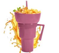 Genérico Taza para Bebidas y Snacks, Vaso de Bebida con Bol para Snacks en la Parte, Contenedor Portátil para Bebidas y Alimentos para Adultos, Niños y Bebés en Exterior, Viaje, Camping, Picnic,