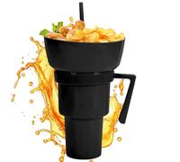 Genérico Taza para Bebidas y Snacks,Vaso de Bebida con Bol para Snacks en la Parte - Portabebidas a prueba de Derrames y Contenedor de Alimentos para Viaje Picnic Niños Playa Camping Noche de Cine