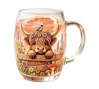 Genérico Taza Para Café Con | Bonitos Vasos De Vidrio Con Asa Decoración Rural | Taza Té Para Amantes De Las s,Para Té, Leche, Agua, Capuchino, Bebidas, Cocina, Hogar,