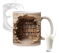Genérico - Taza para libros, diseño plano 2D, 350 ml, taza biblioteca, regalo lectores hombres mujeres café agua decoración literaria cumpleaños Navidad casa club lectura